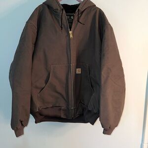 Mens Carhartt 0J0140-M XL Quilt Lined Loose Fit Gray Hooded Work Coat Made  USA